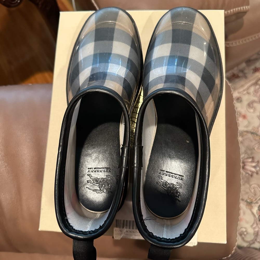 Burberry Black and Tan Checkered Women's Rain Boots - Picture 2 of 5